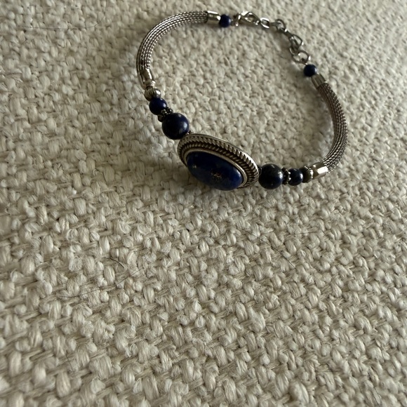 Lapis Lazuli Silver-Tone Bracelet - Picture 5 of 5